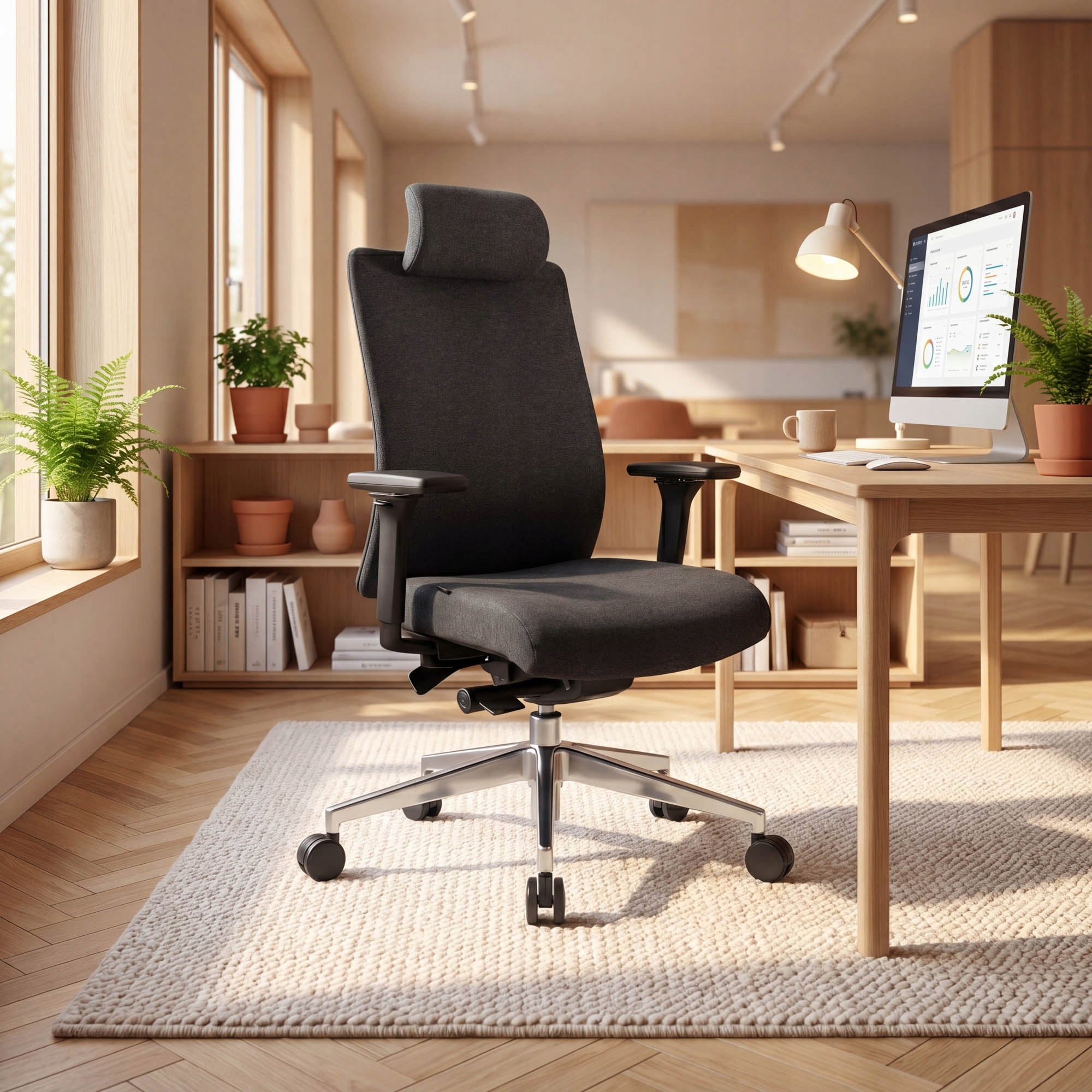 Office Chair Ergonomic Swivel Fabric JAN NOWAK VECTOR Black Packaging status original