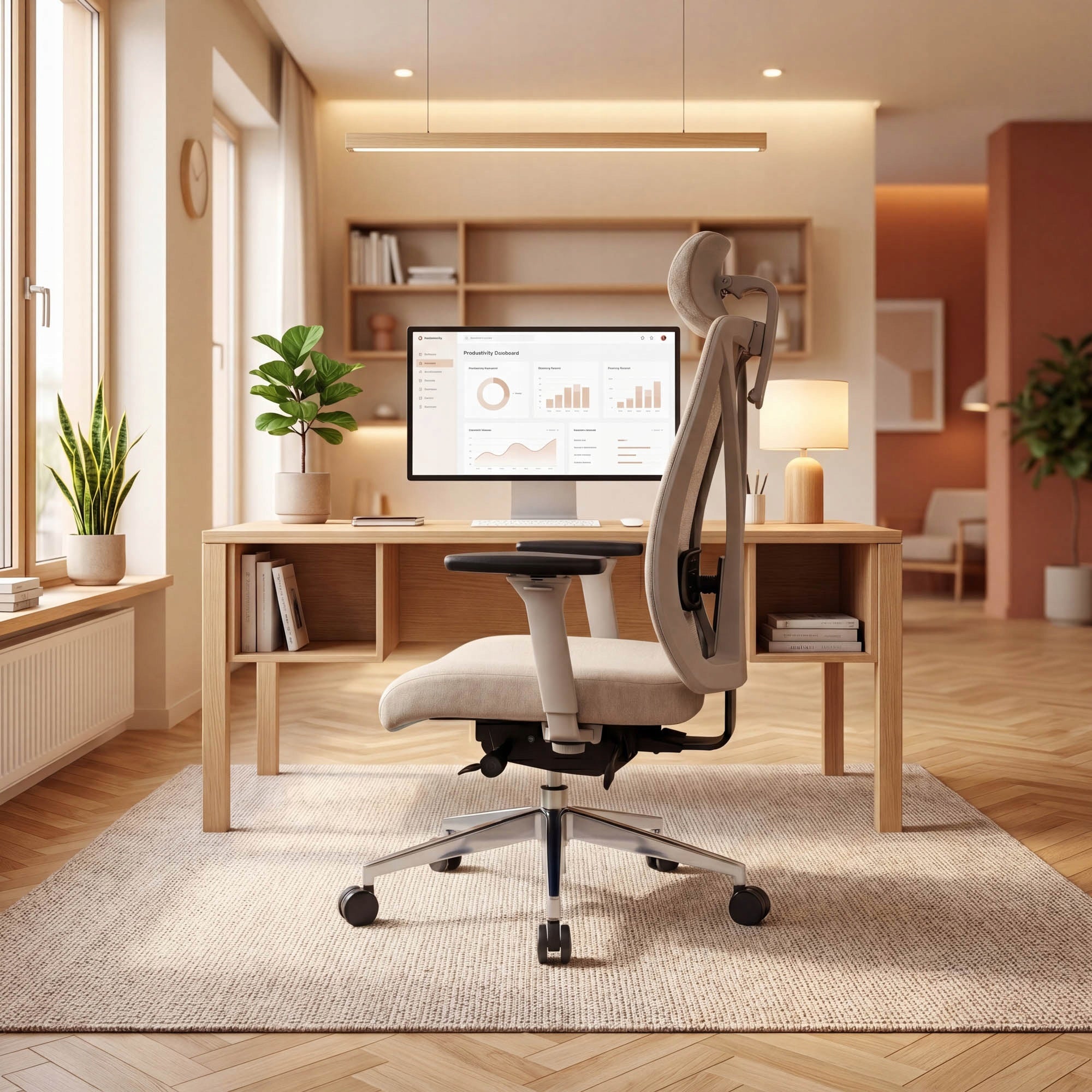 Office Chair Ergonomic Swivel Fabric Light JAN NOWAK VECTOR Beige Packaging status original
