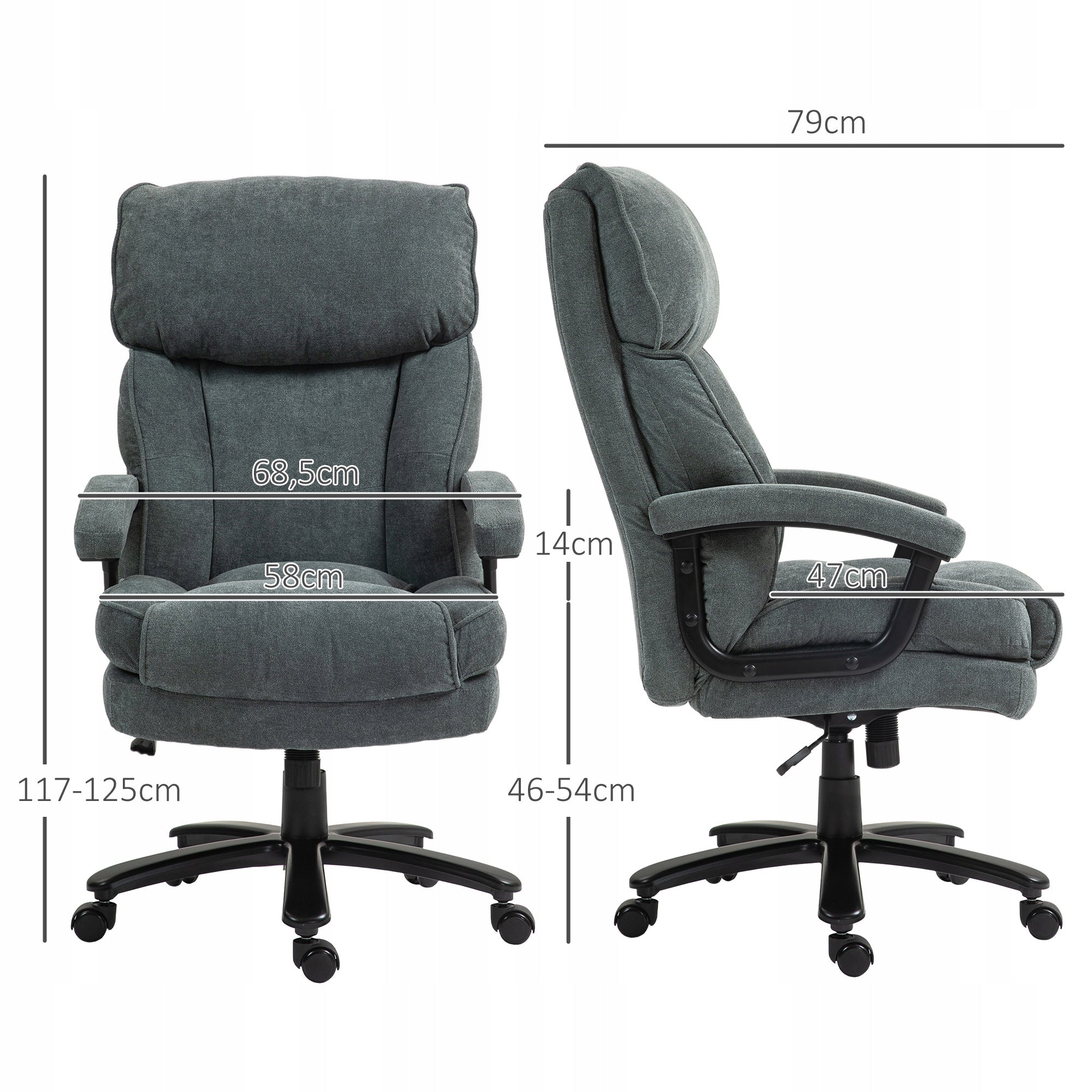 Office Chair Ergonomic Swivel Rocking Adjustable up to 200kg Grey+FREEBIE Brand Homcom