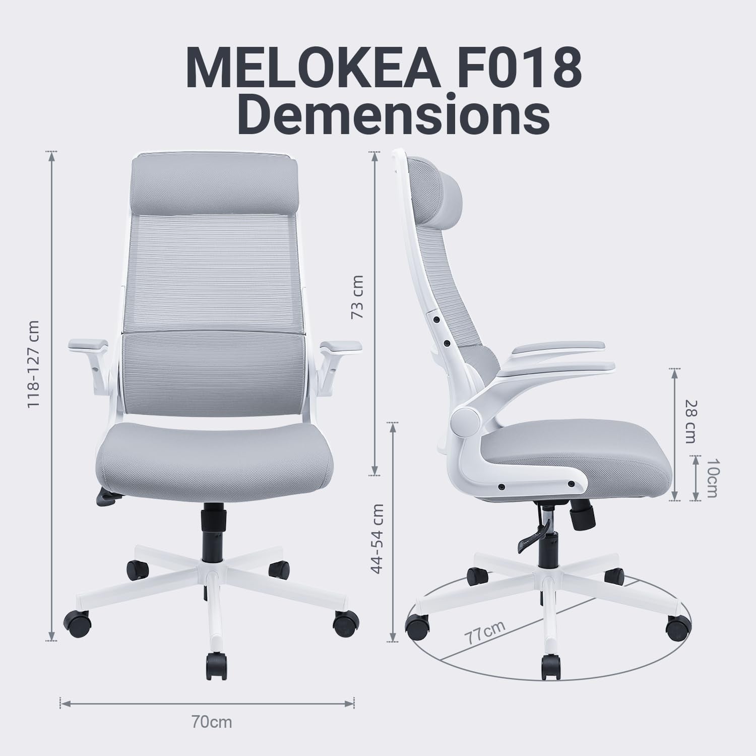 Office Chair Ergonomic Swivel White Mesh Adjustable Headrest Manufacturer code FotelBiurowyMELOKEAbiały