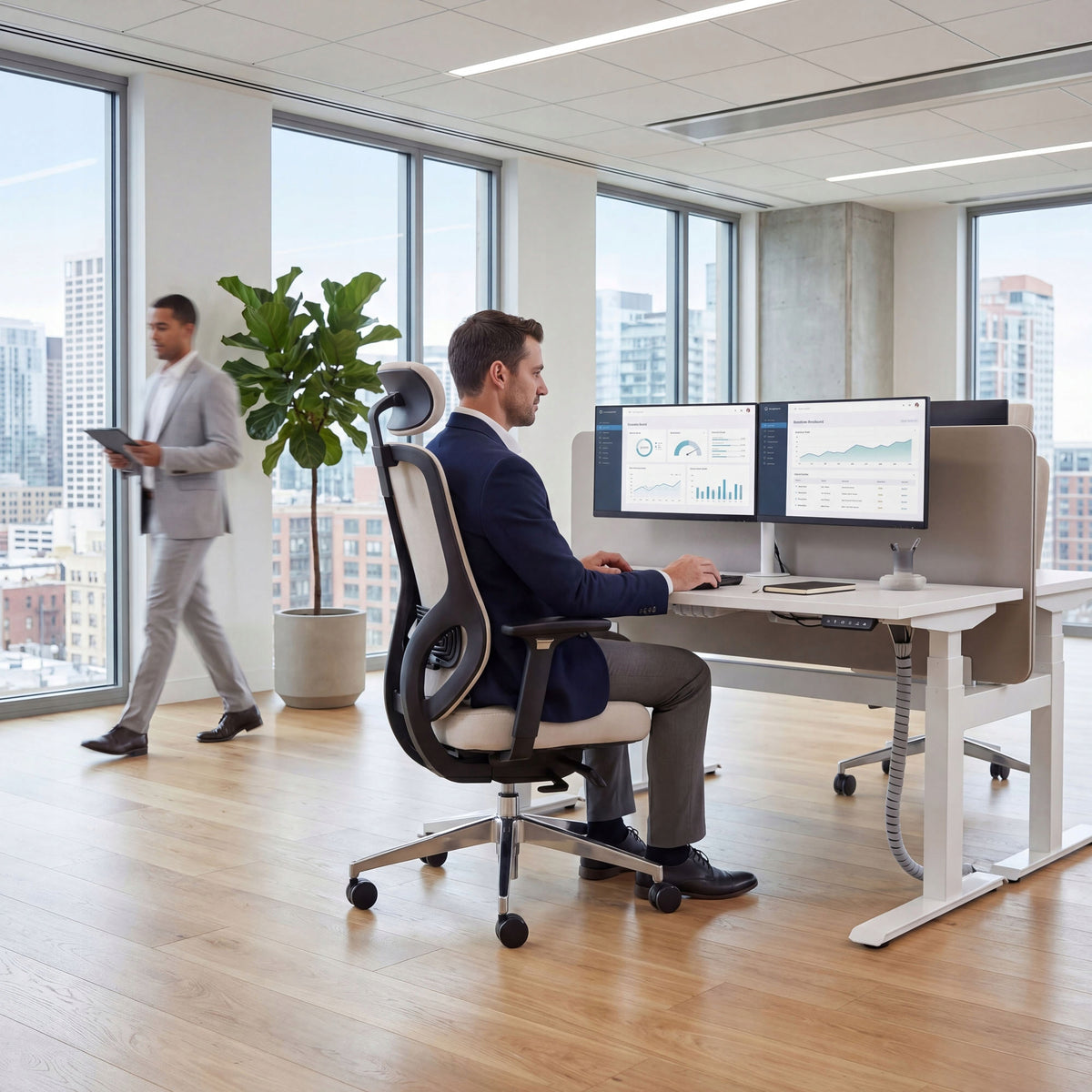 Office Chair Ergonomic Swivel with Fabric JAN NOWAK AXIS Light Beige Medical device no