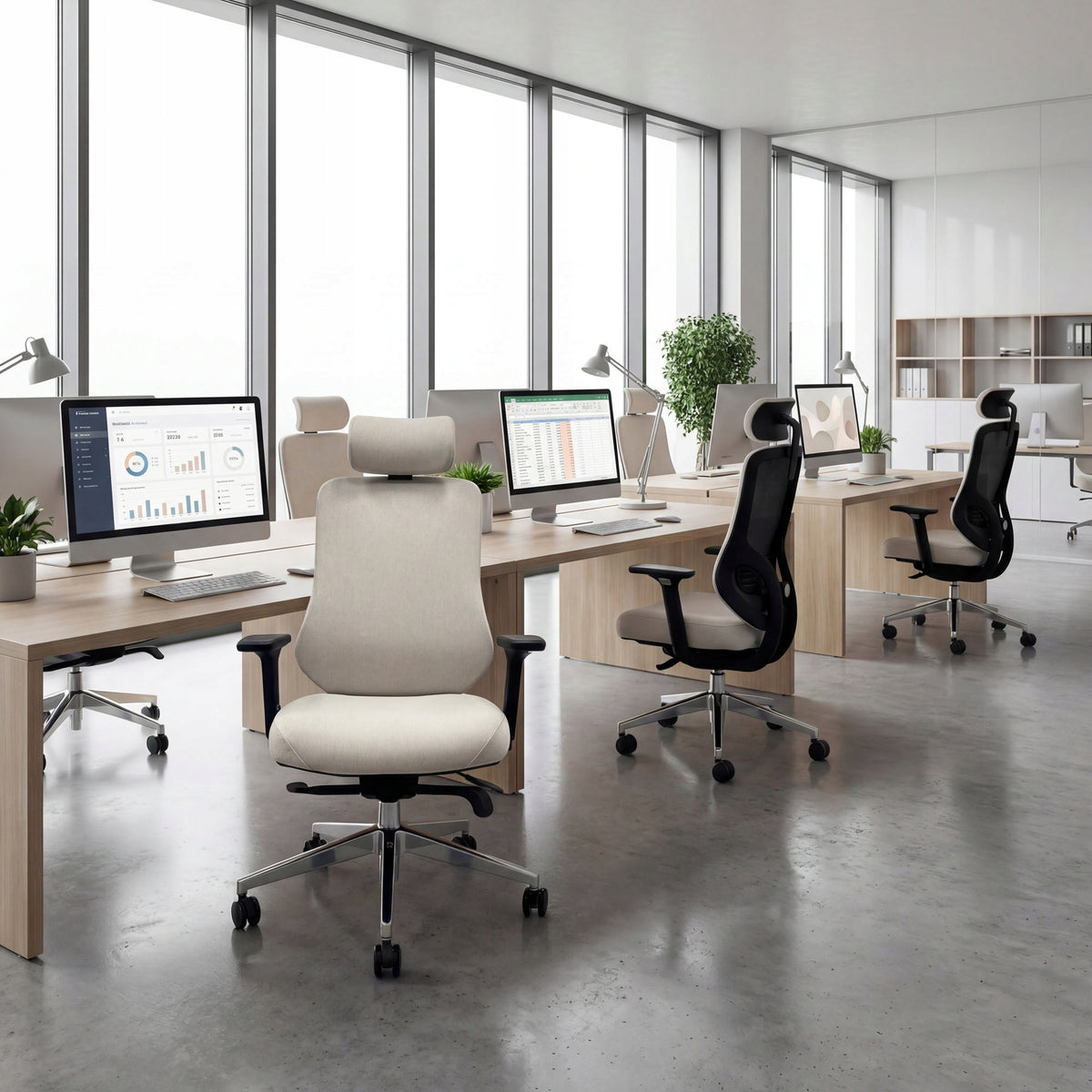 Office Chair Ergonomic Swivel with Fabric JAN NOWAK AXIS Light Beige Packaging status original