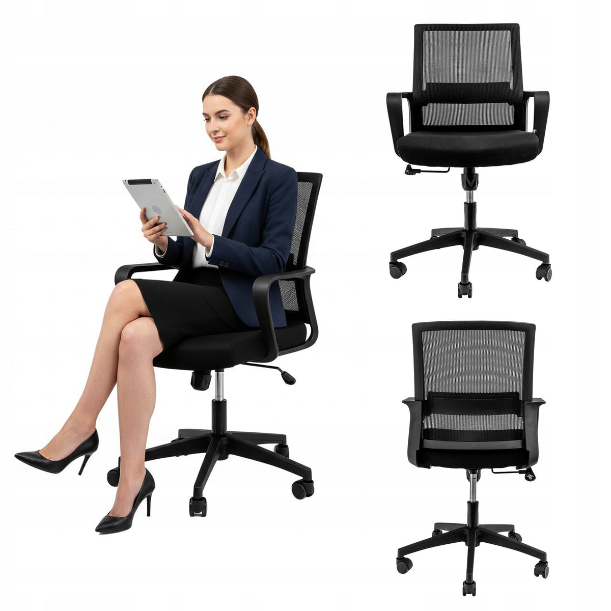 Office Chair FURVERO Swivel Ergonomic Comfortable for Office Basic Black