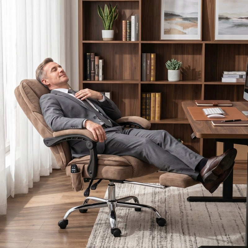 Office Chair Fabric 360 Swivel Ergonomic Brown 72x67x119 cm Desk Chair