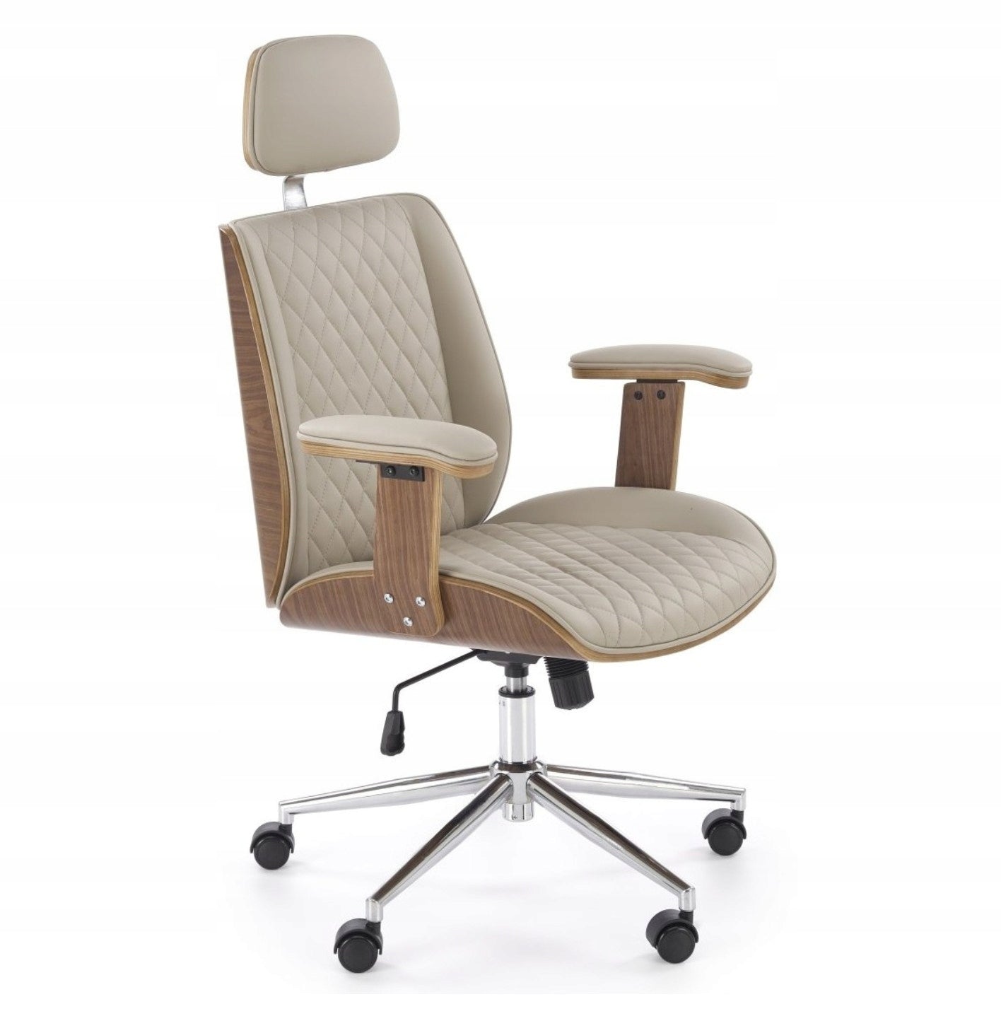 Office Chair Faux Leather Upholstered Office Chair for Desk Beige TIMBER