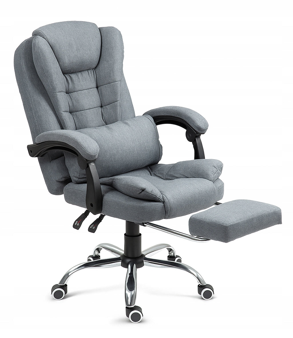 Office Chair Grey with Footrest Comfortable Fabric Adjustable Grey NBR011