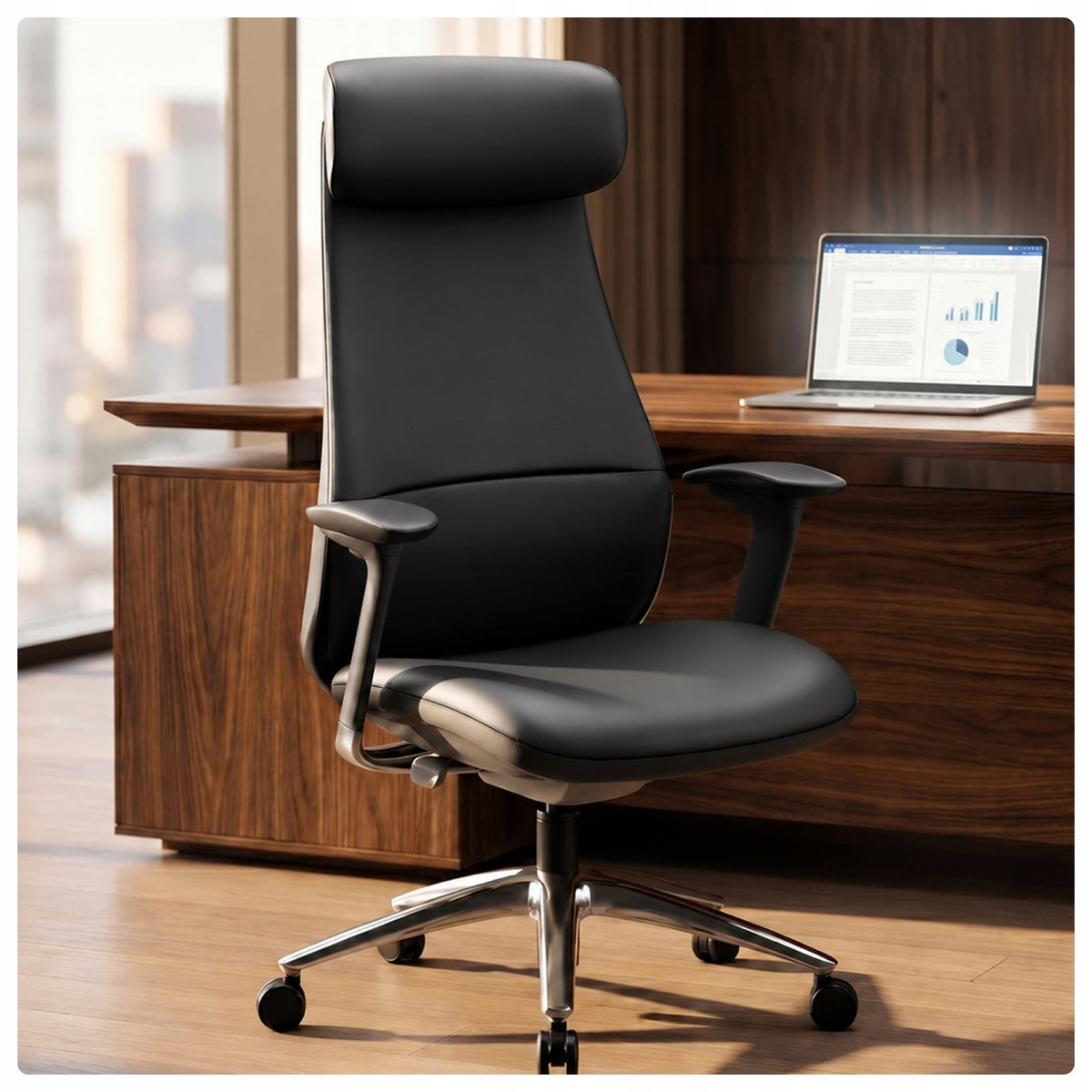 Office Chair Leather Cabinet Natural Leather JAN NOWAK COMMAND Black Packaging status original