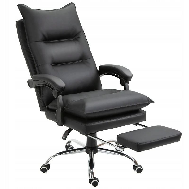 Office Chair Leather Eco With Footrest Black
