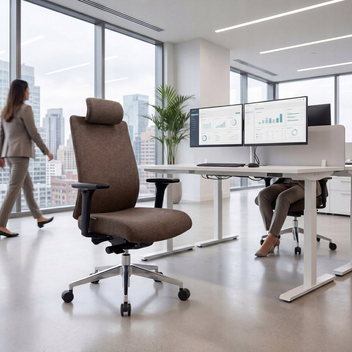 Office Chair Material Ergonomic Swivel JAN NOWAK VECTOR Brown Packaging status original