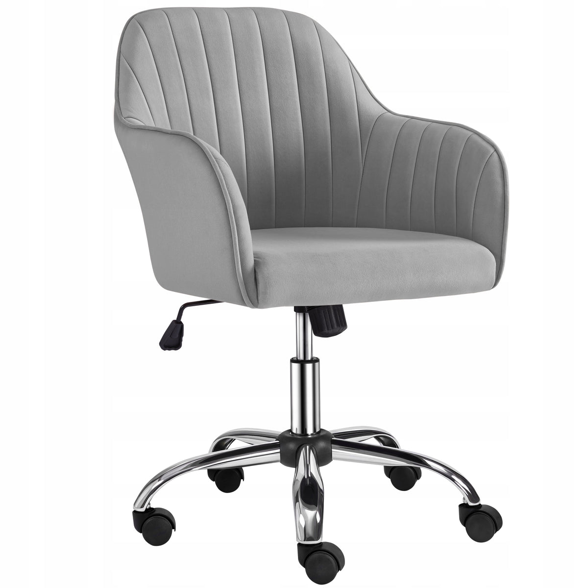 Office Chair Medium with Backrest, Swivel 360°, on Wheels, Light Grey