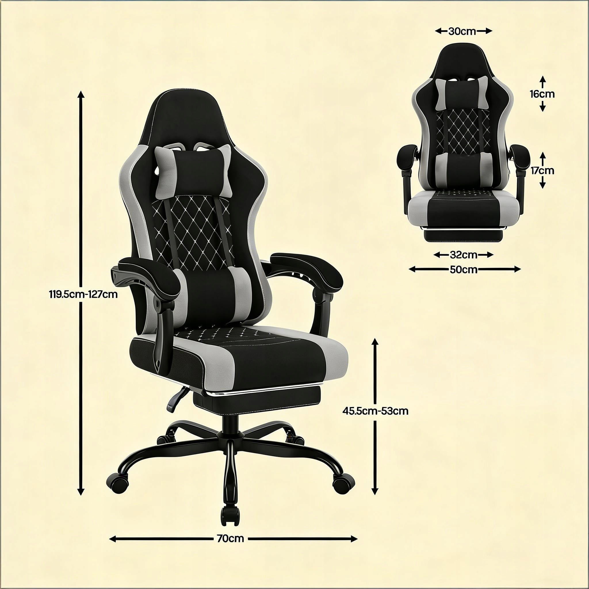 Office Chair Metal 360 Swivel Ergonomic Black Grey 70x70x127 cm Manufacturer code 9008918907405