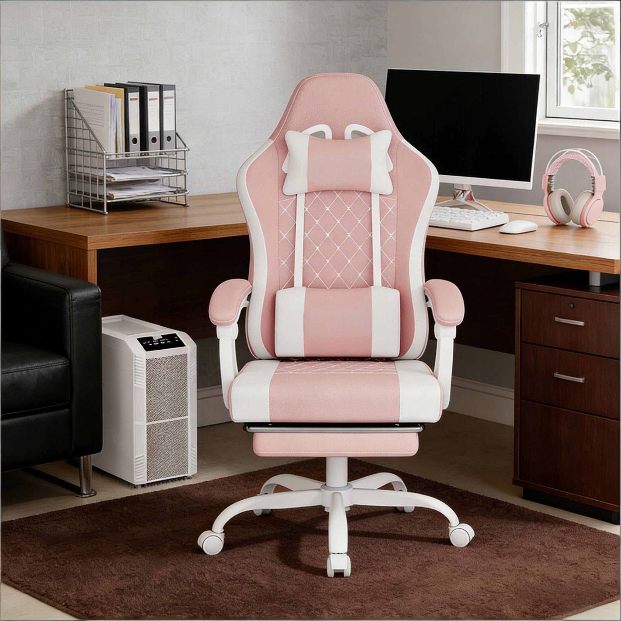 Office Chair Metal 360 Swivel Ergonomic White Pink 70x70x127 cm Packaging status original