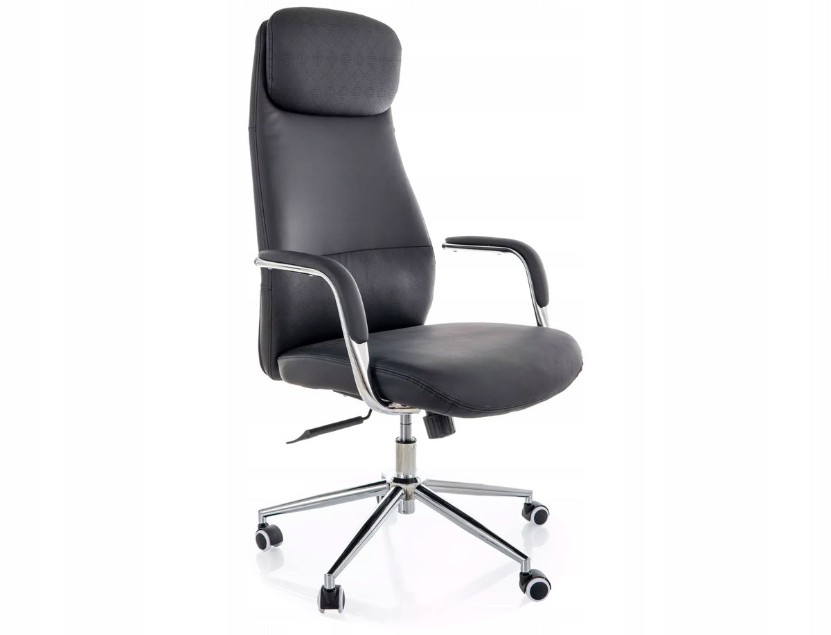 Office Chair Q-05 Swivel Adjustable Headrest Multiblock Faux Leather Black