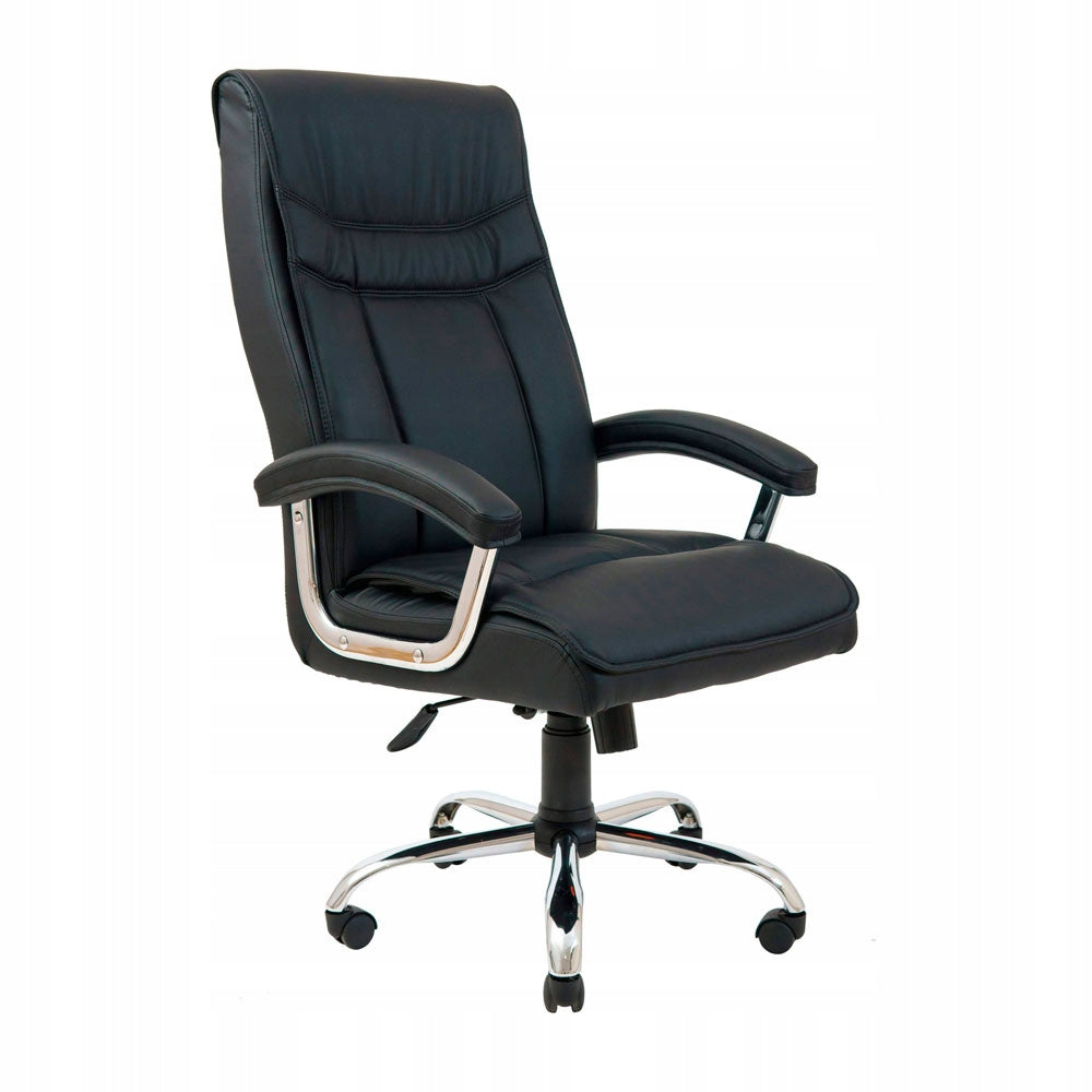 Office Chair RONDI Burgas Tilt Eco Leather Chrome Black Ergonomic