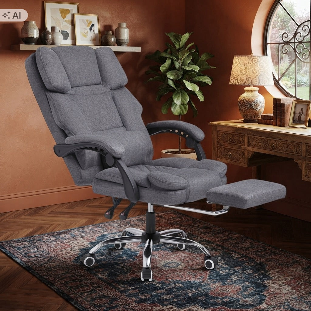 Office Chair Rotating Computer with Footrest Massager Grey Material Manufacturer code fotel do pracy nauki przy komputerze 150kg 60