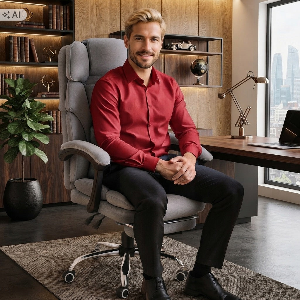 Office Chair Rotating Computer with Footrest Massager Grey Material Packaging status original