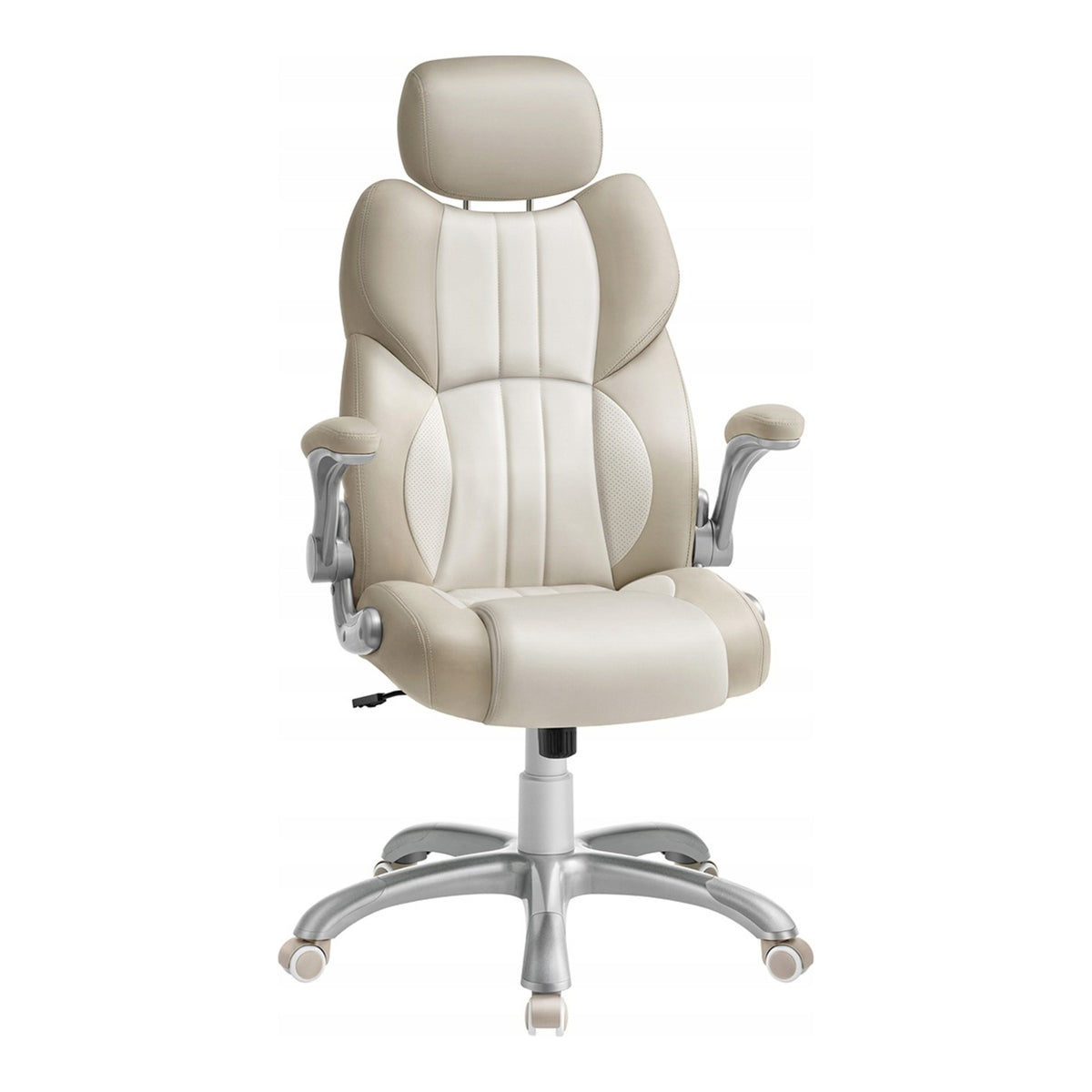 Office Chair SONGMICS Adjustable Headrest Height Rocking Creamy White
