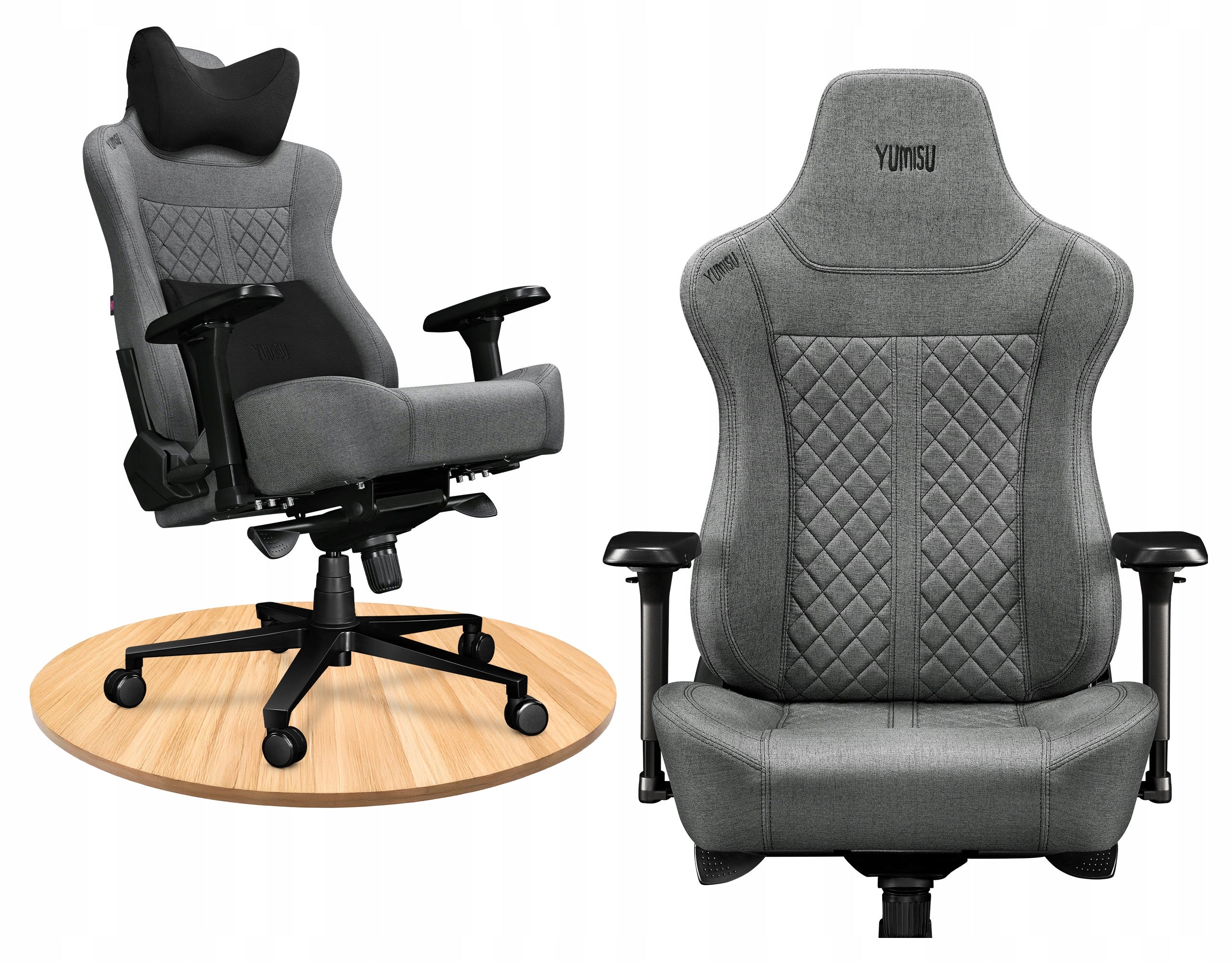 Office Chair SWIVEL Desk Chair Adjustable Material Grey 180kg