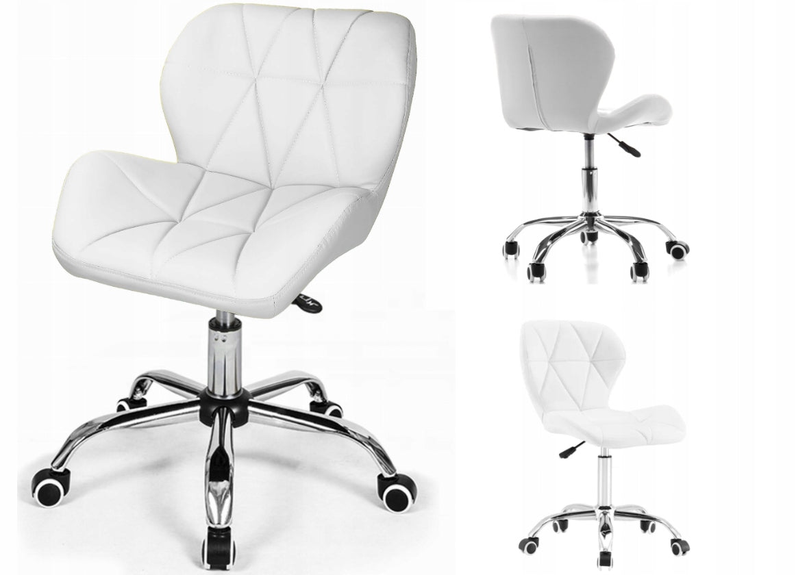 Office Chair SWIVEL Stylish LEATHER WHITE