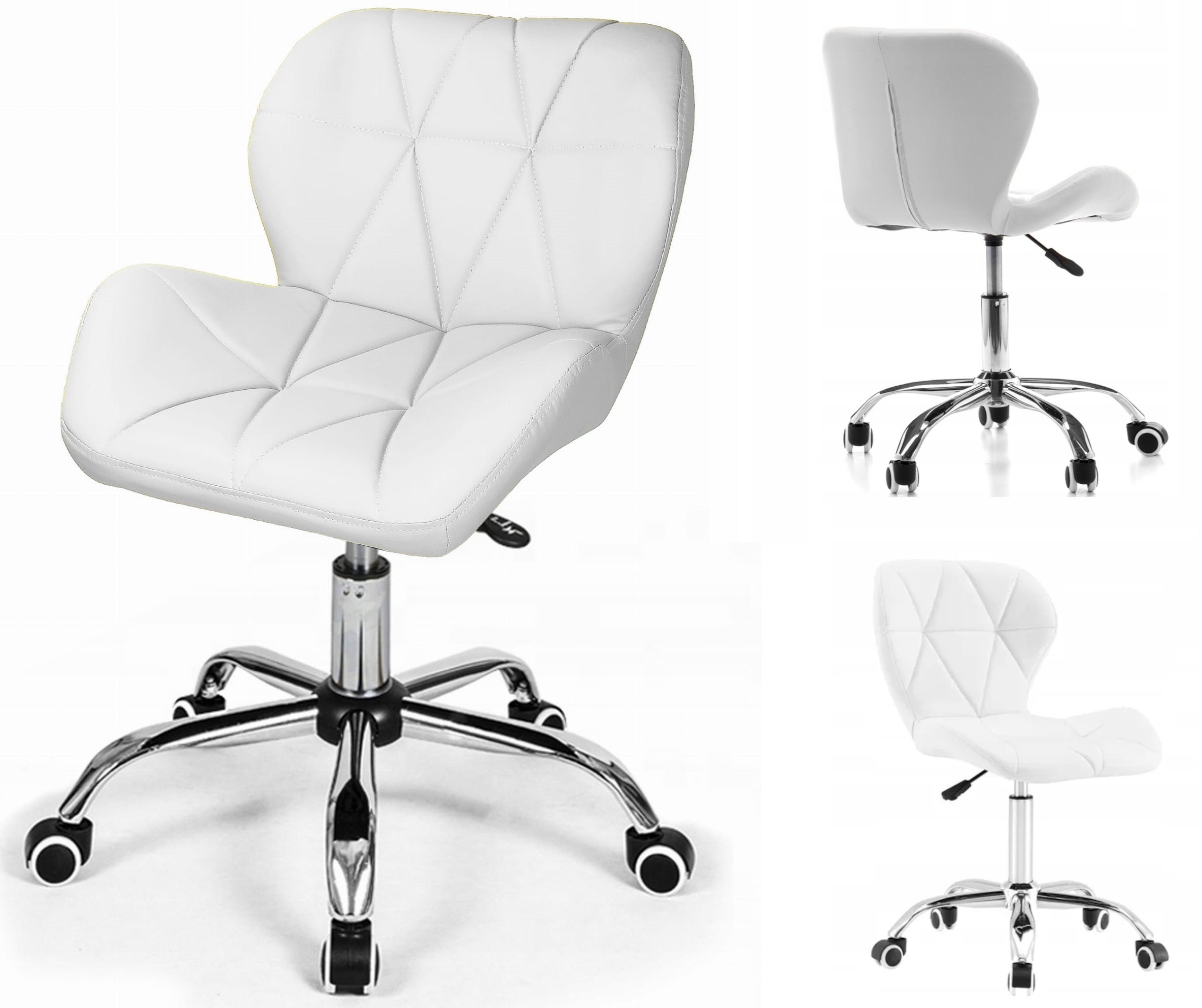 Office Chair SWIVEL Stylish LEATHER WHITE