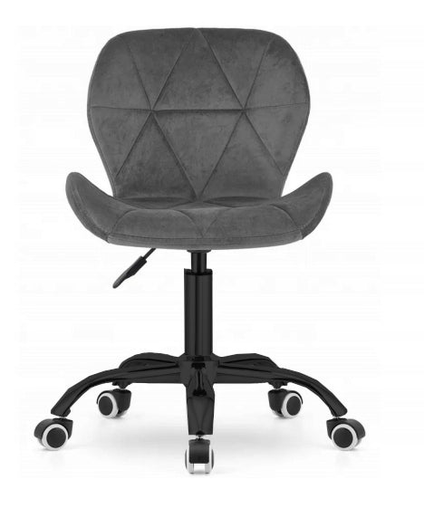 Office Chair SWIVEL Stylish VELOUR GREY LEGS