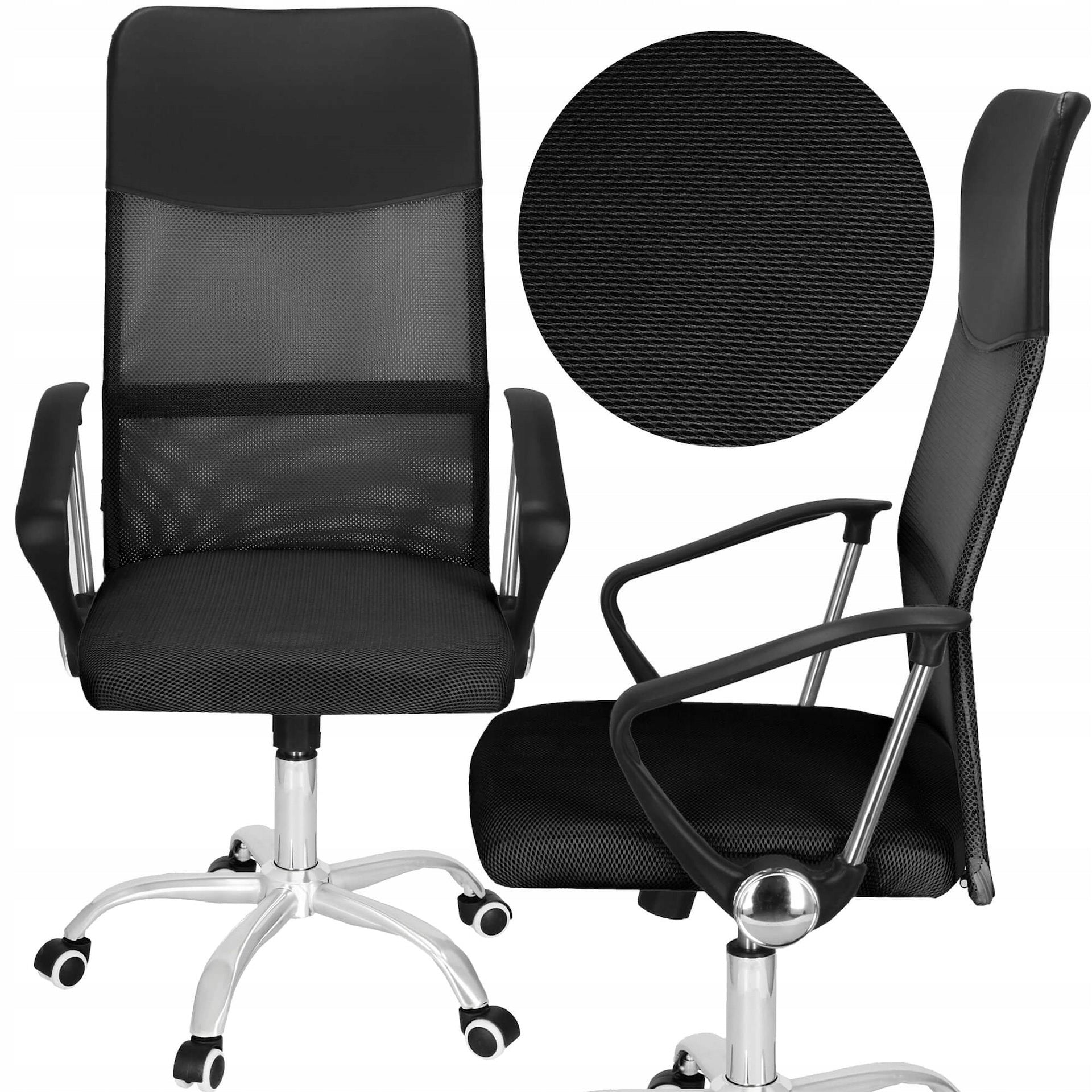Office Chair Swivel Adjustable Chair Comfortable Black Mesh Backrest