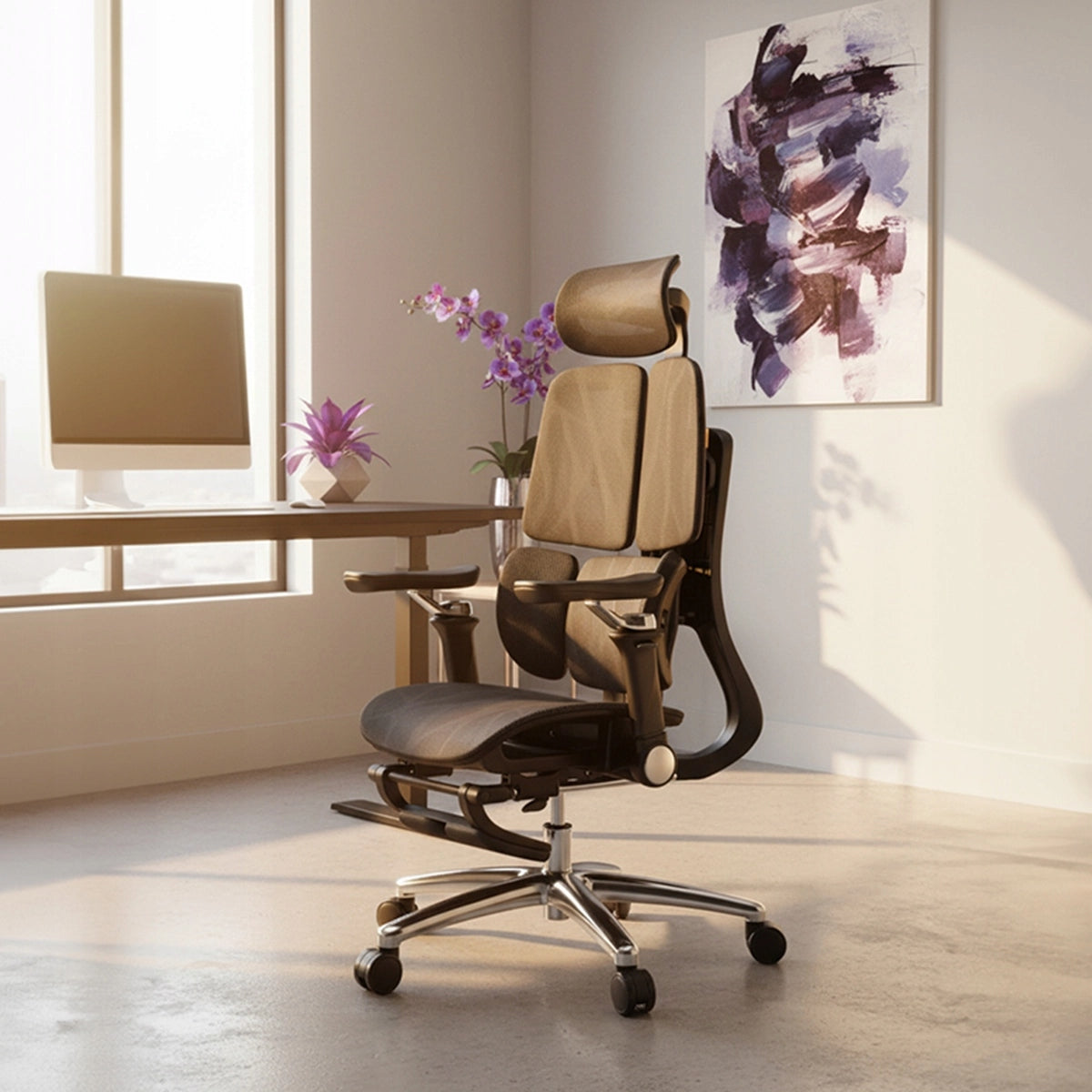 Office Chair Swivel Adjustable Rocking Mesh Black Spacetronik Packaging status original