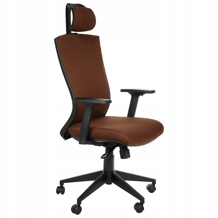 Office Chair Swivel Brown Fabric Ergonomics