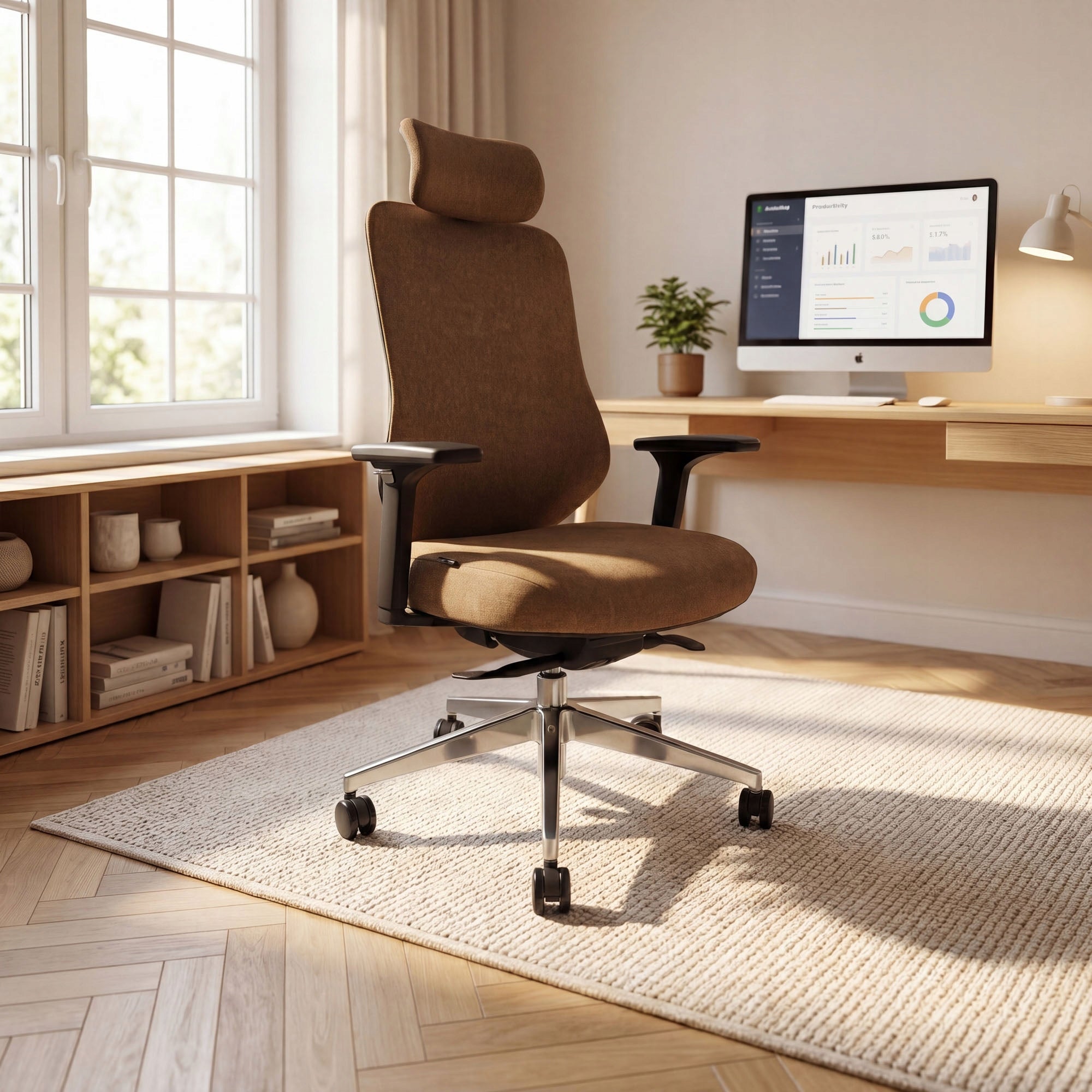 Office Chair Swivel Brown with Armrests 2D Comfortable JAN NOWAK AXIS Packaging status original