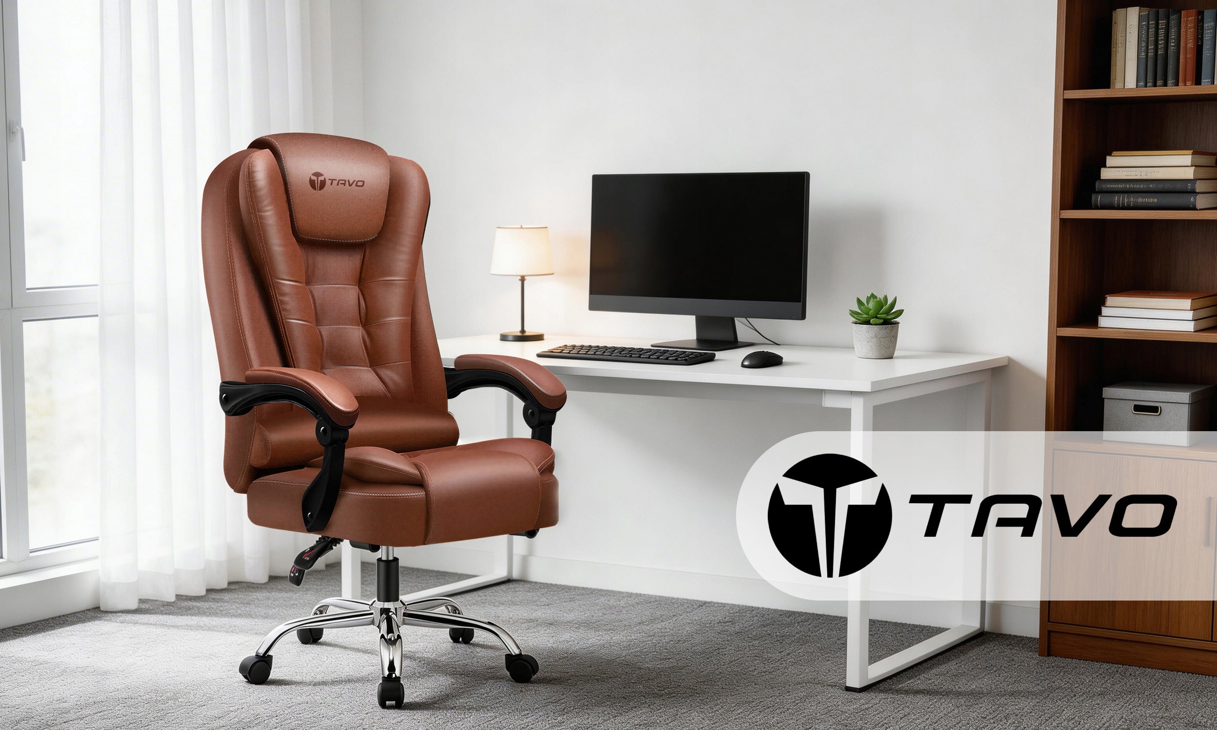 Office Chair Swivel Chair Adjustable Leather Backrest Comfortable Brown Manufacturer code FOTEL KRZESŁO OBROTOWE SKÓRZANE BRĄZOWE