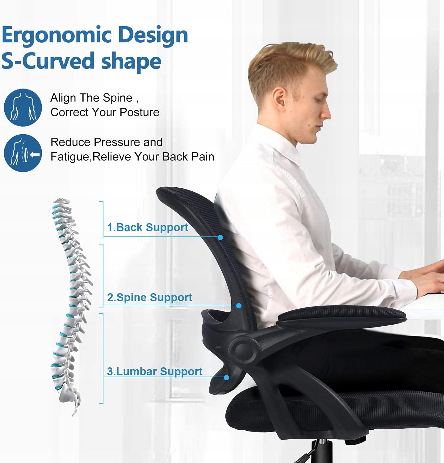 Office Chair Swivel Chair Breathable Folding Armrests - COMHOMA Brand Comhoma