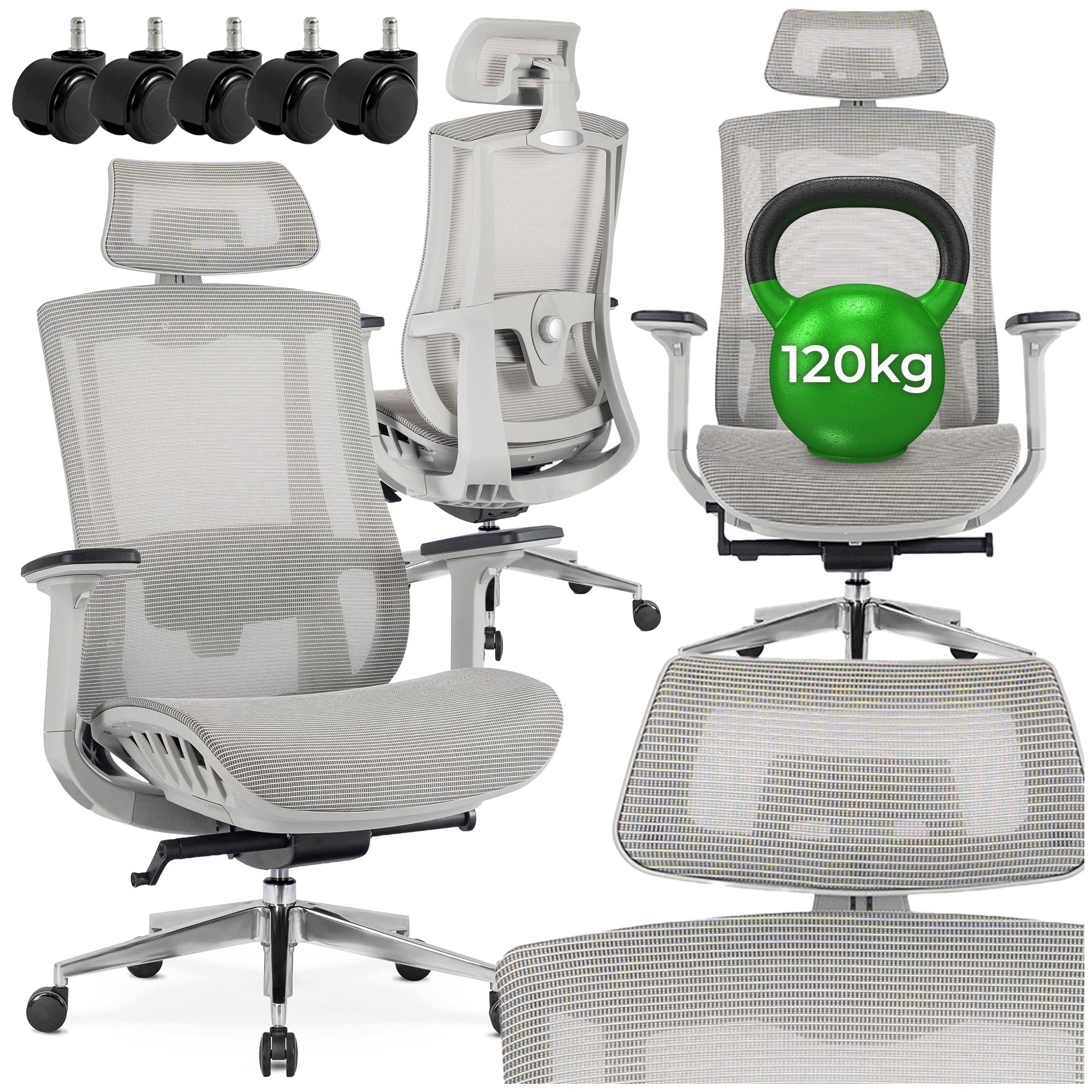 Office Chair Swivel Chair Ergonomic Gaming Adjustable Grey SKY