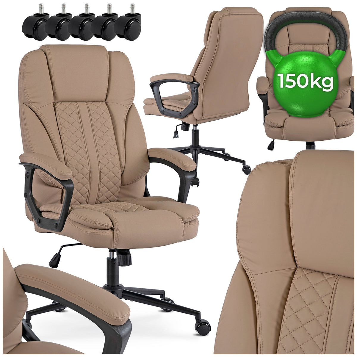 Office Chair Swivel Chair For Computer Desk Beige PHONIX