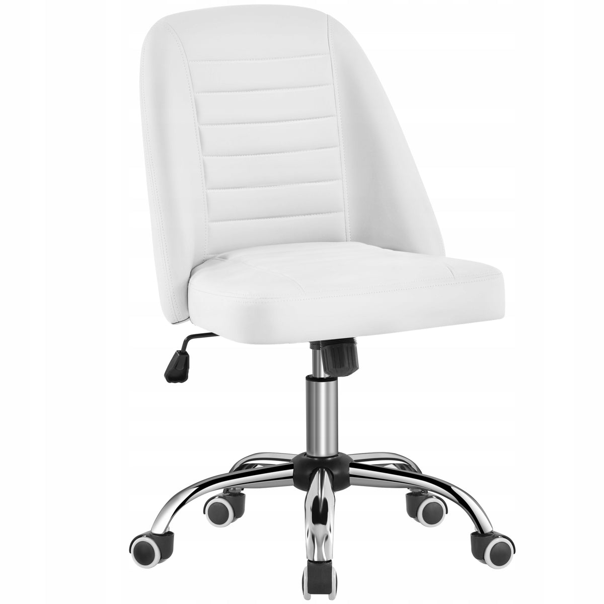 Office Chair, Swivel Chair with Faux Leather Backrest, White