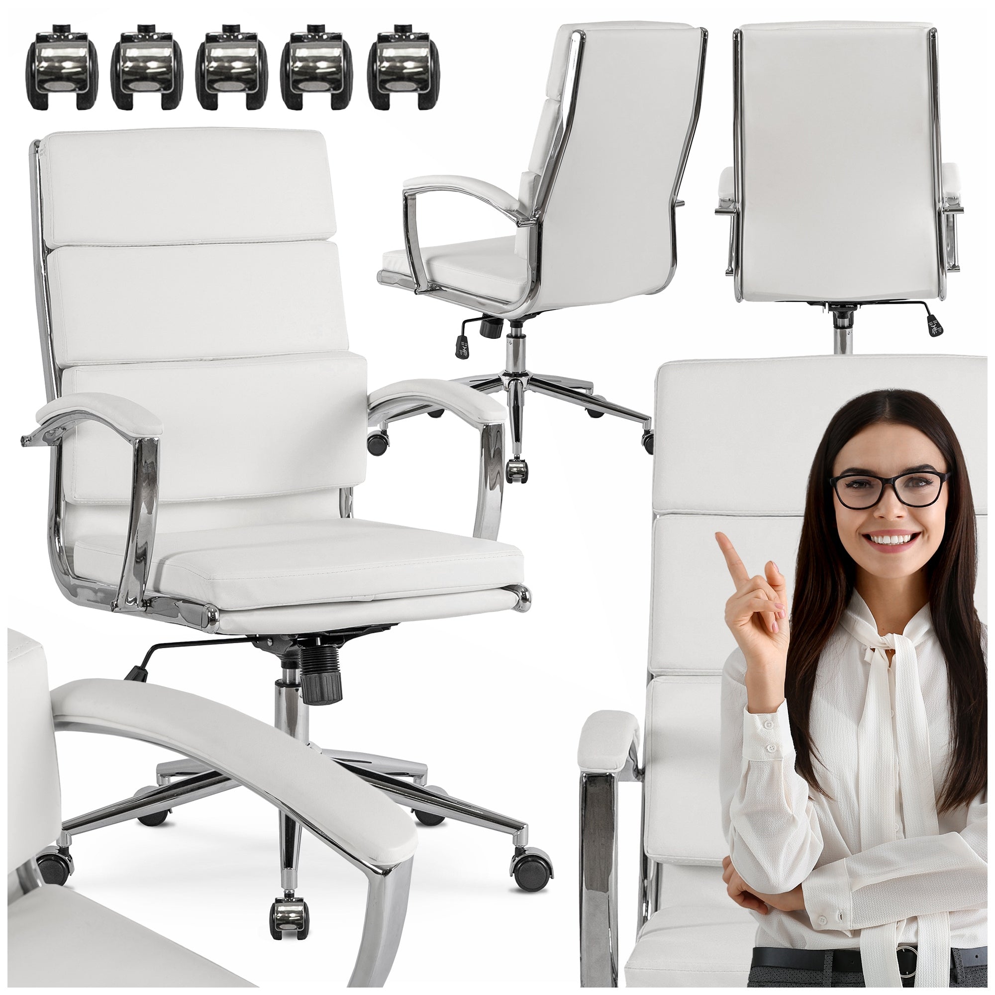 Office Chair Swivel Desk Chair Computer Ergonomic White CAMILO