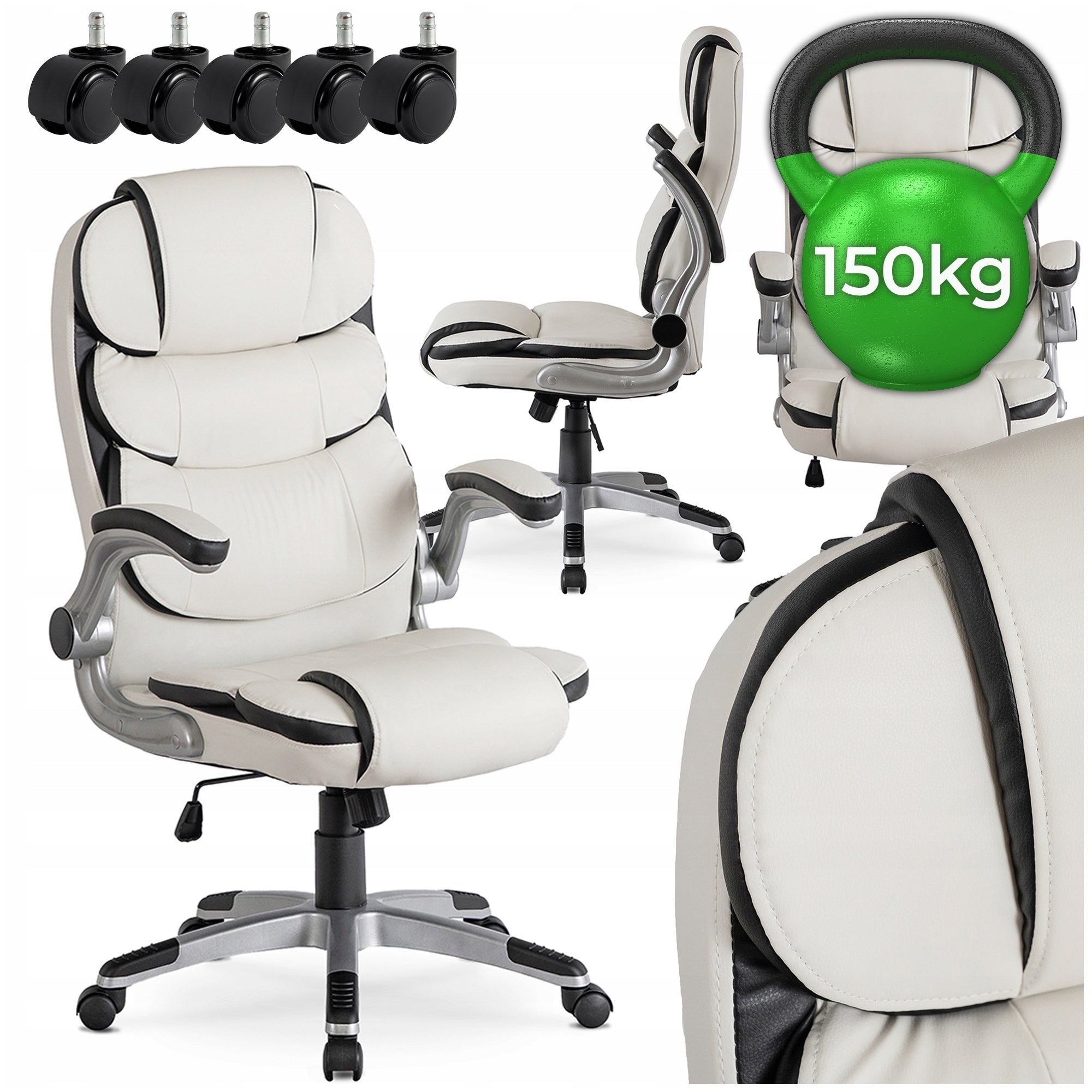 Office Chair Swivel Desk Chair Ergonomic White LIVERPOOL