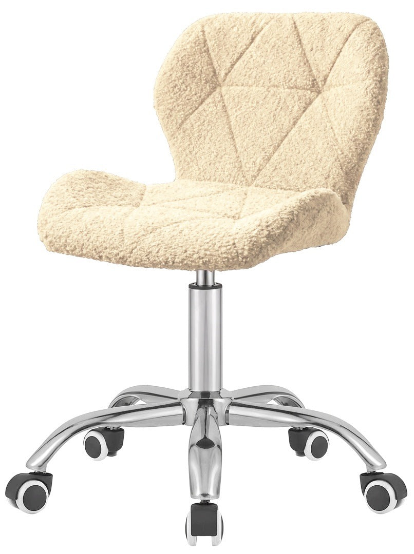 Office Chair Swivel Desk Dressing Table Beige Cream Lamb