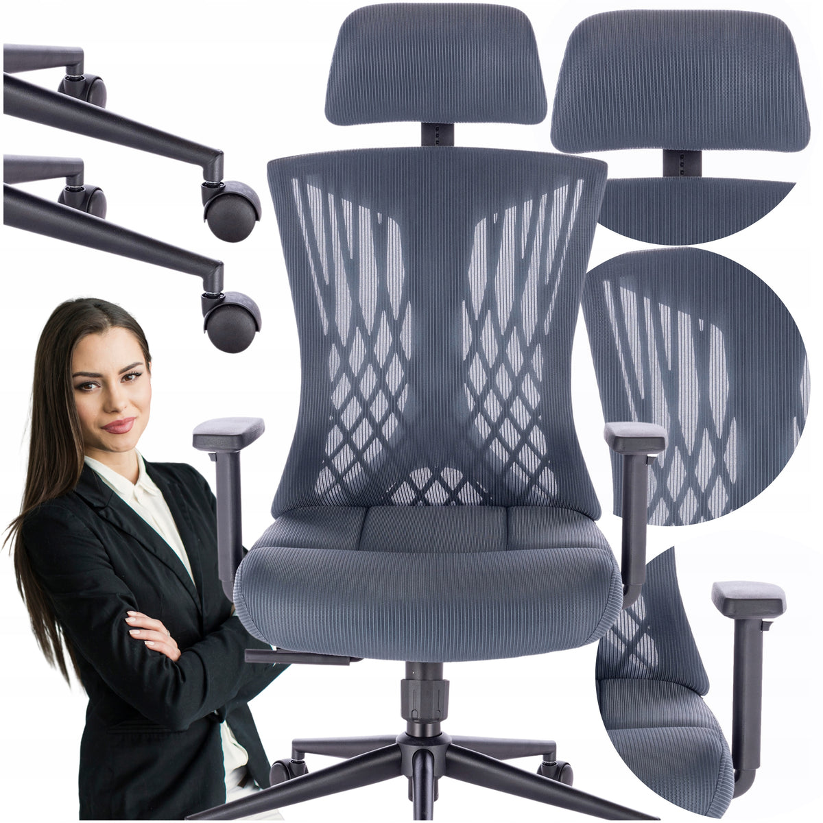 Office Chair Swivel ERGONOMIC Office Chair Adjustable Grey-Blue EAN (GTIN) 5905610251833