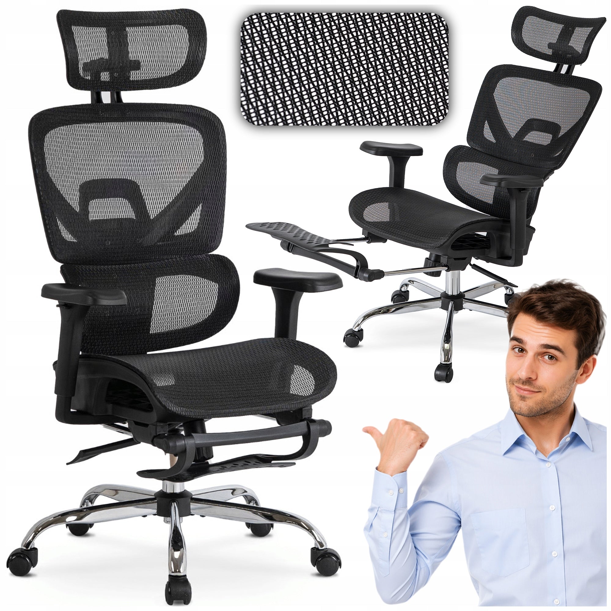 Office Chair Swivel Ergonomic Computer Desk Chair Black CAIRO
