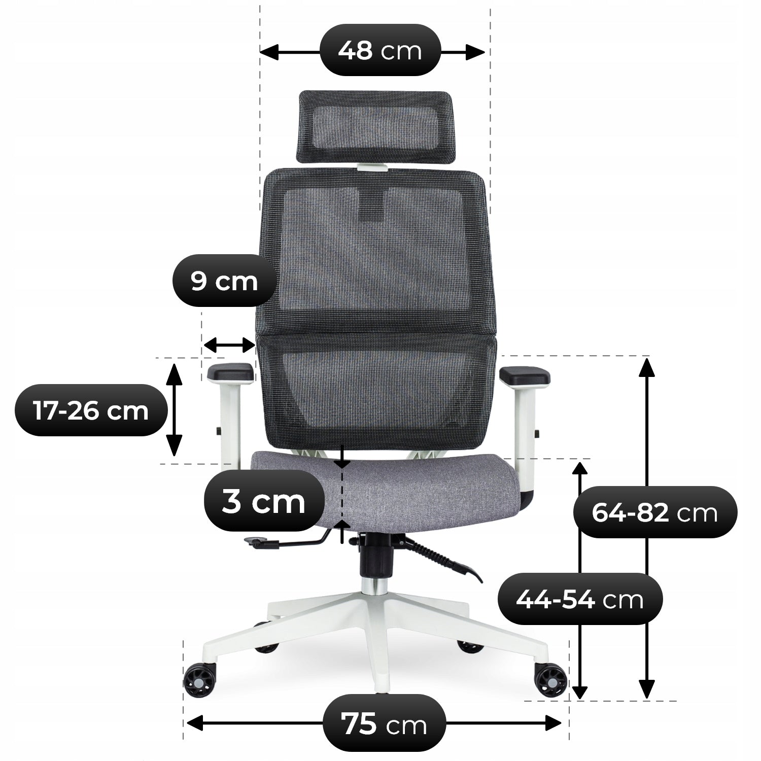 Office Chair Swivel Ergonomic Desk Chair Black NICKI Manufacturer code fotel biały ergonomiczny krzesło regulowane