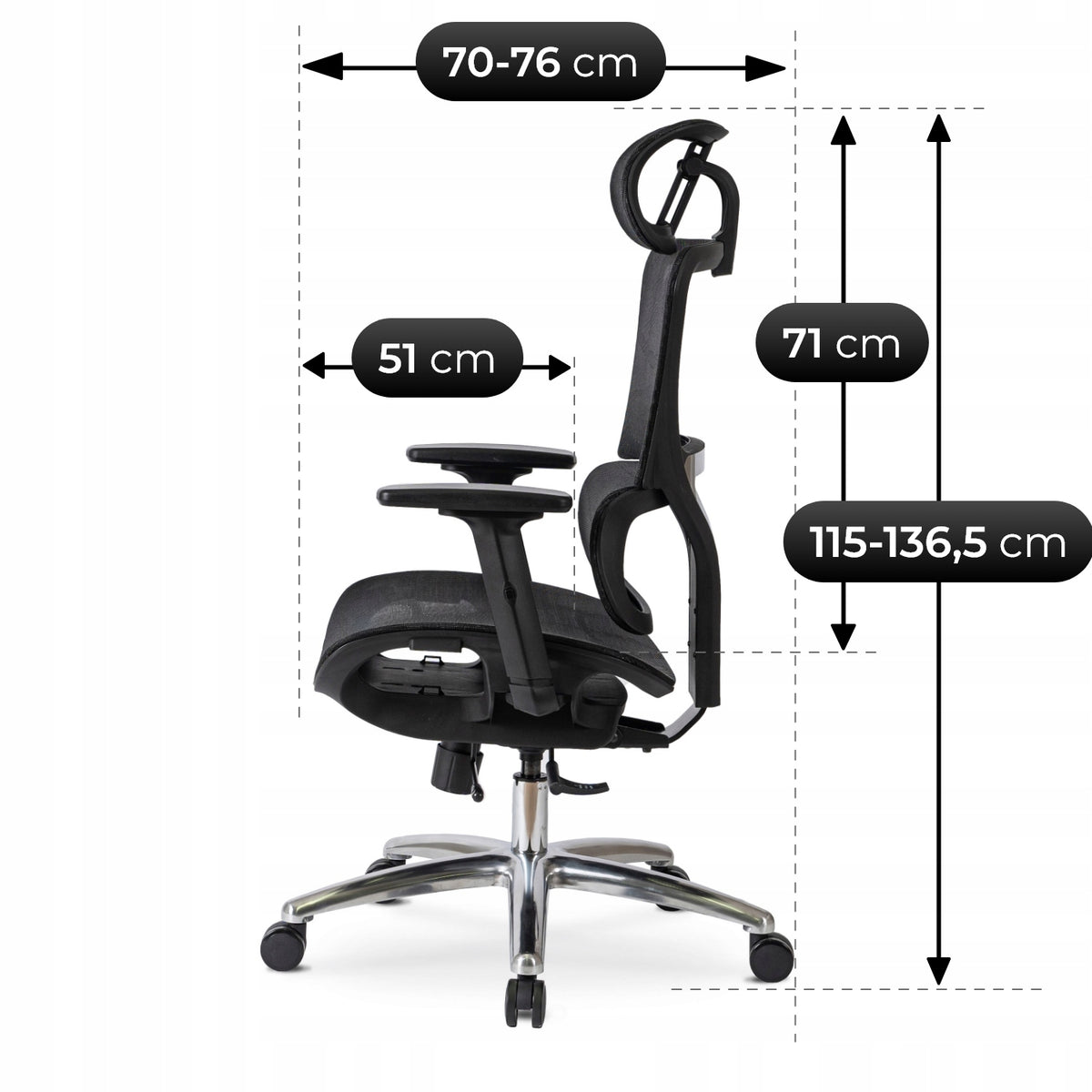 Office Chair Swivel Ergonomic Desk Chair Black ROYAL Manufacturer code fotel czarny ergonomiczny krzesło regulowane