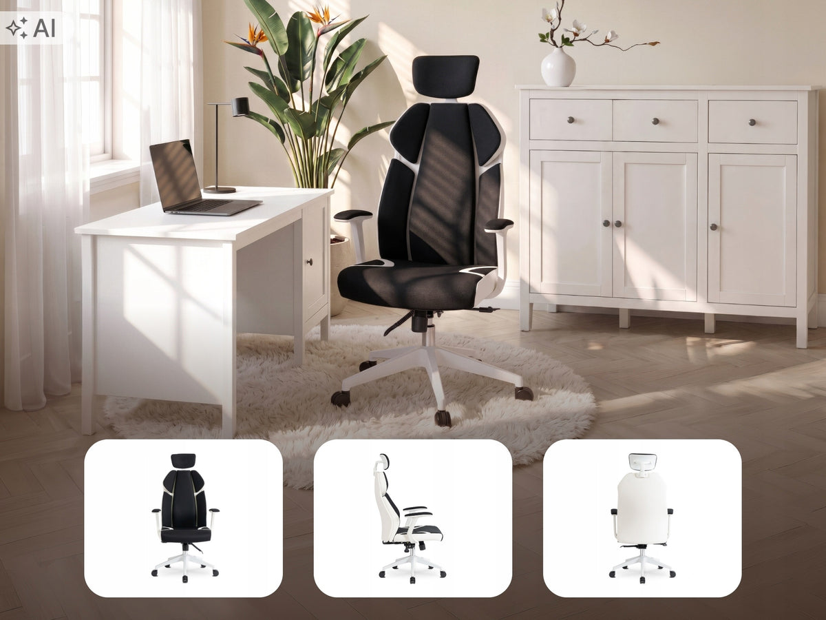 Office Chair Swivel Ergonomic Desk Chair White Black DUNCAN Packaging status original