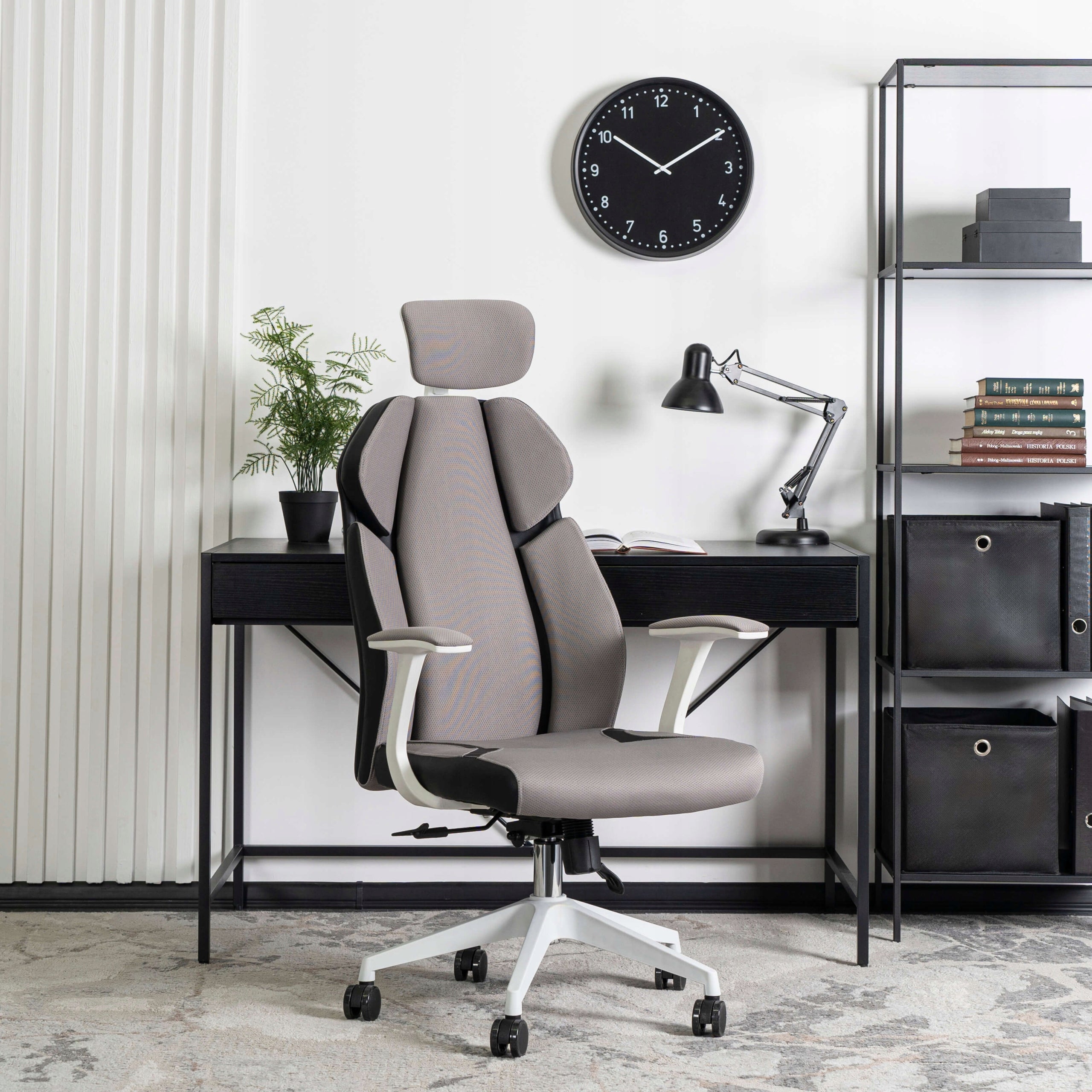 Office Chair Swivel Ergonomic Desk Chair White Grey DUNCAN Packaging status original
