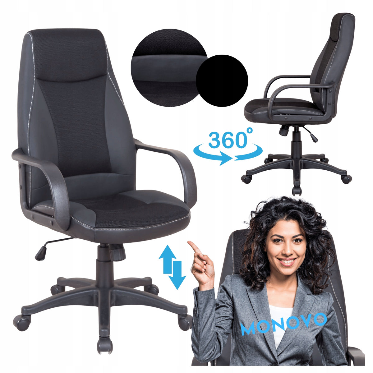 Office Chair Swivel For Office Ergonomic Eco Leather Black ULTA