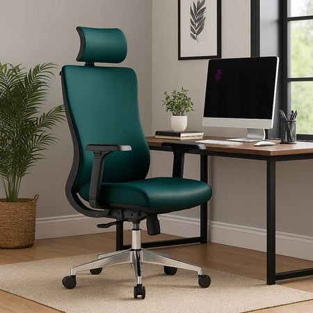 Office Chair Swivel Headrest Adjustable Office Chair Faux Leather Green Manufacturer code SPC-MAURO-08