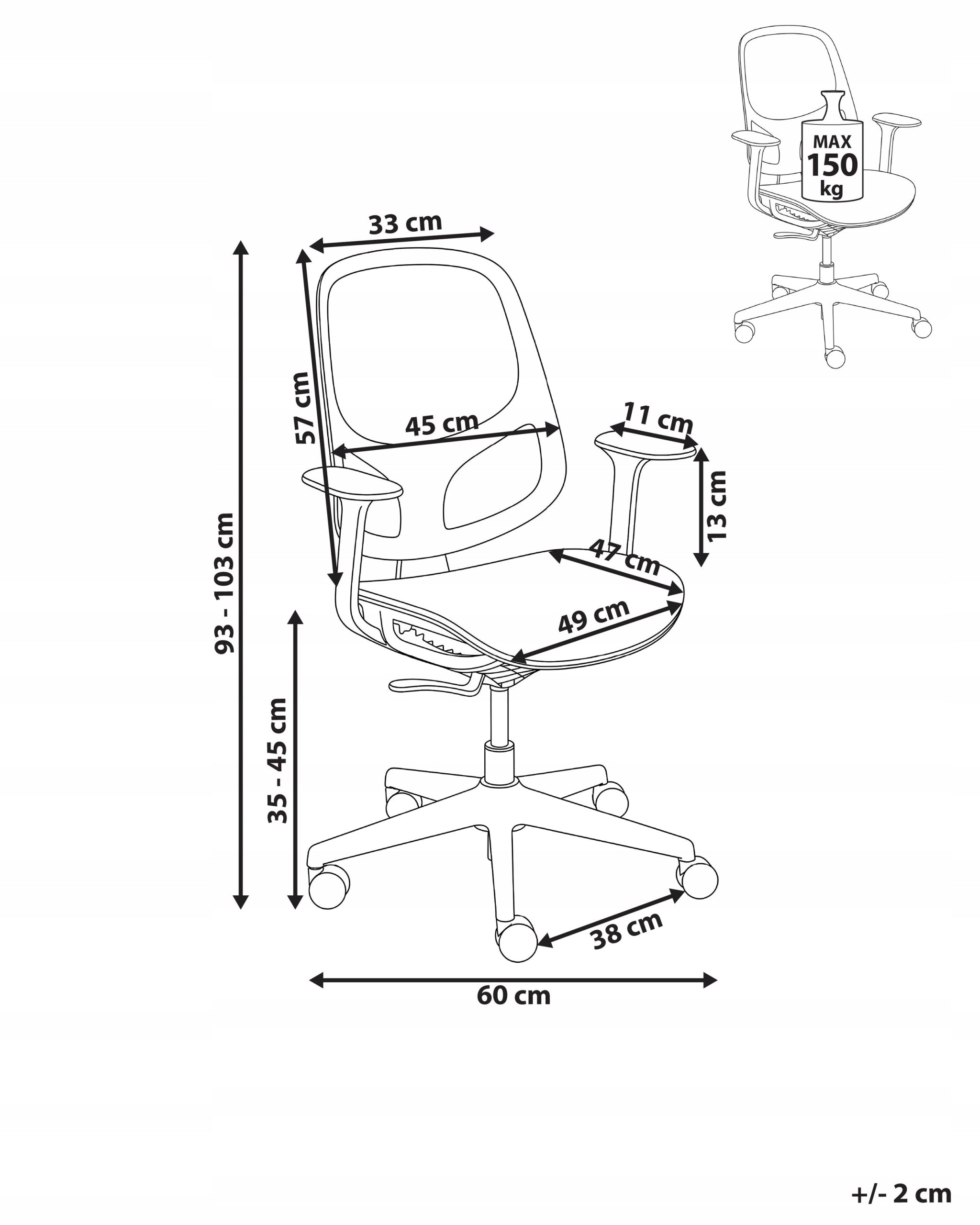 Office Chair Swivel Mesh Adjustable Height Blue Medical device no