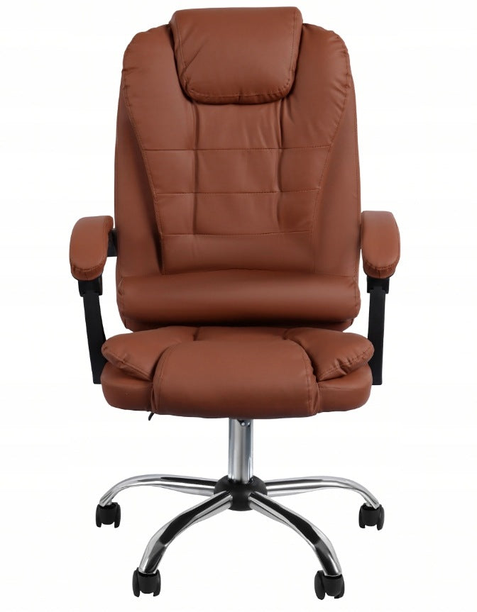 Office Chair Swivel Office Chair Adjustable Leather Backrest Brown Packaging status original