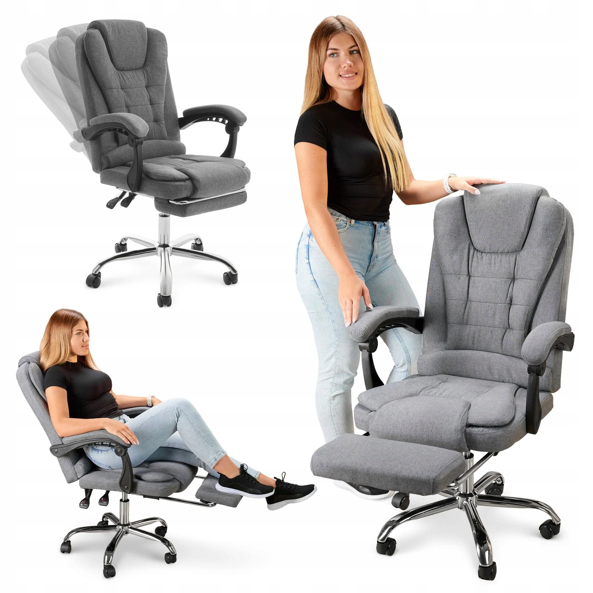 Office Chair Swivel Office Chair with Footrest Fabric Chair Office