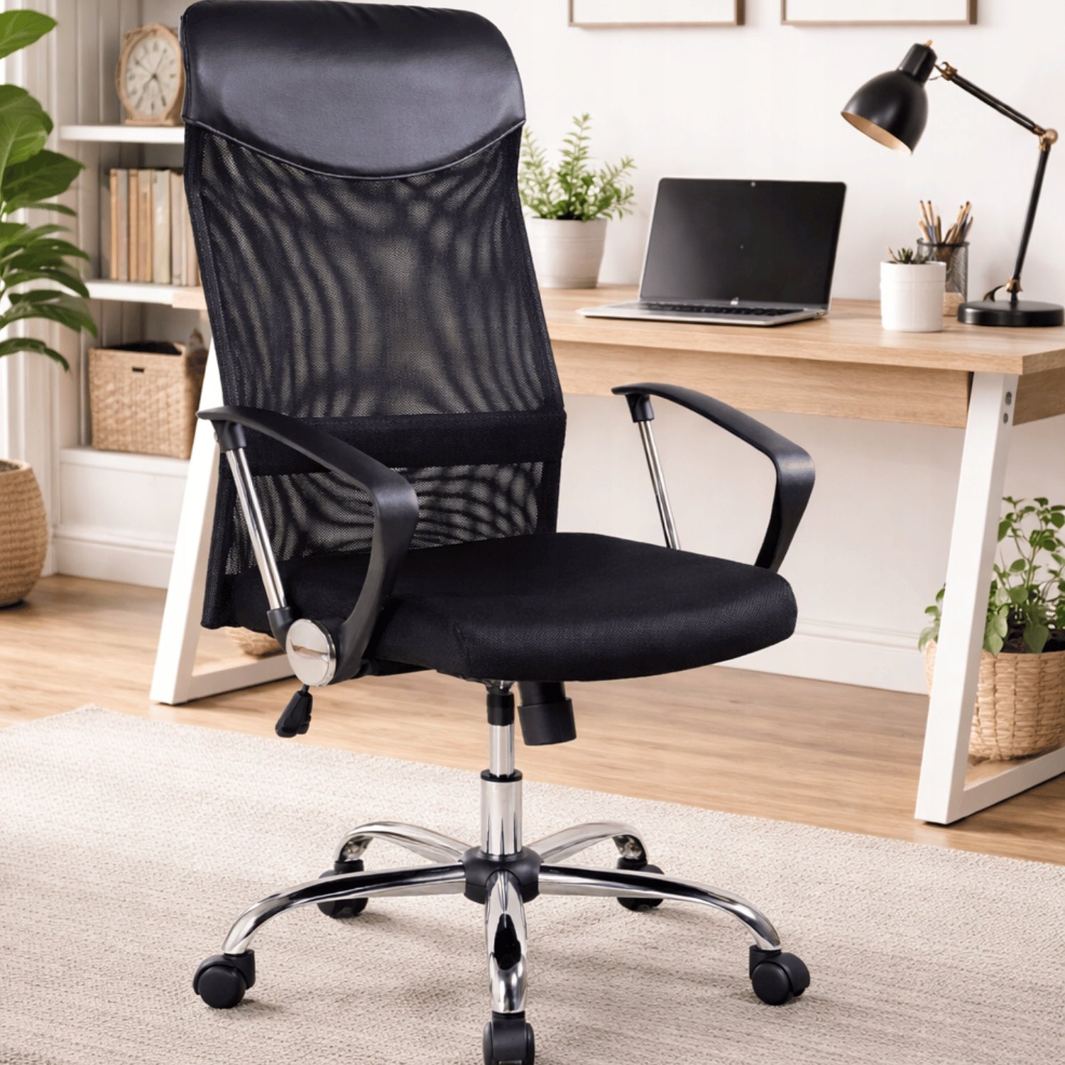Office Chair Swivel Upholstered Mesh Black For Office Desk CEZAR Brand MONOVO