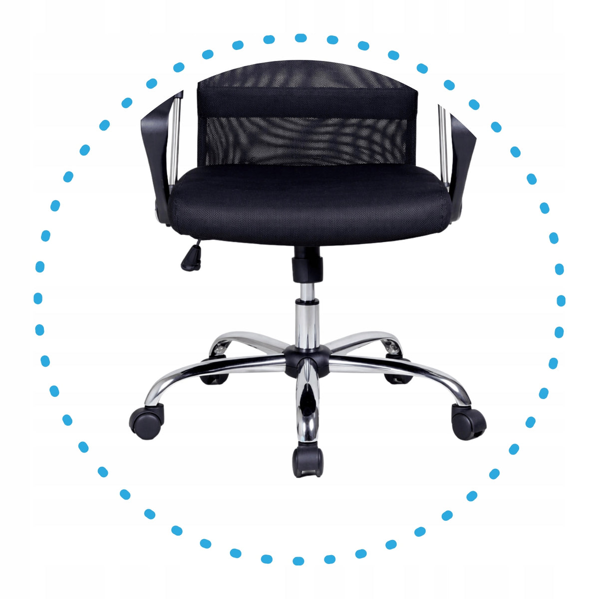 Office Chair Swivel Upholstered Mesh Black For Office Desk CEZAR Furniture depth 52 cm